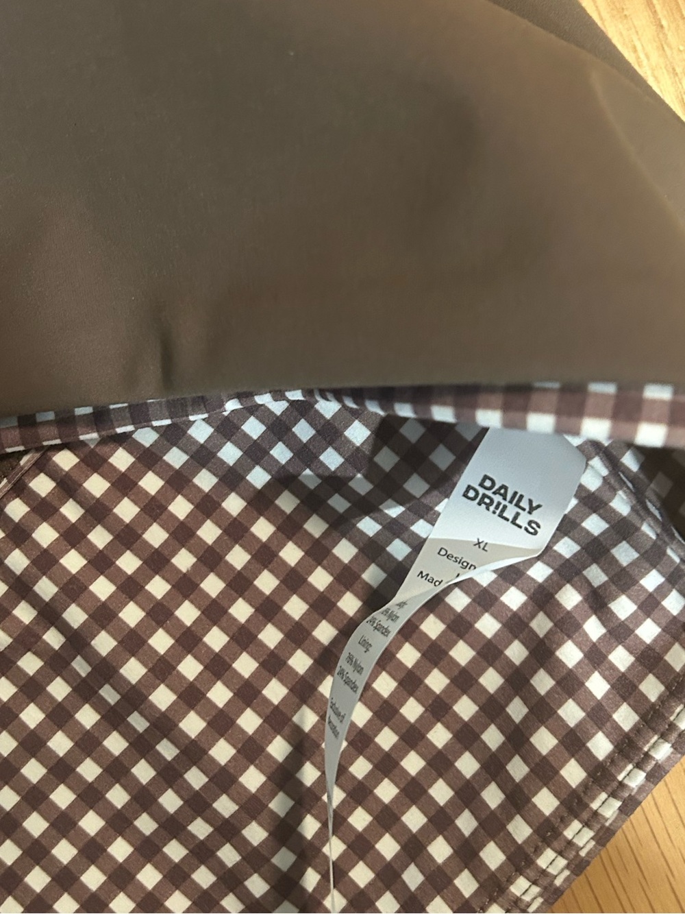 Daily Drills x Driscoll's Layered Bra & Shortie Shorts - Mocha + Gingham XL NWT - Picture 6 of 16